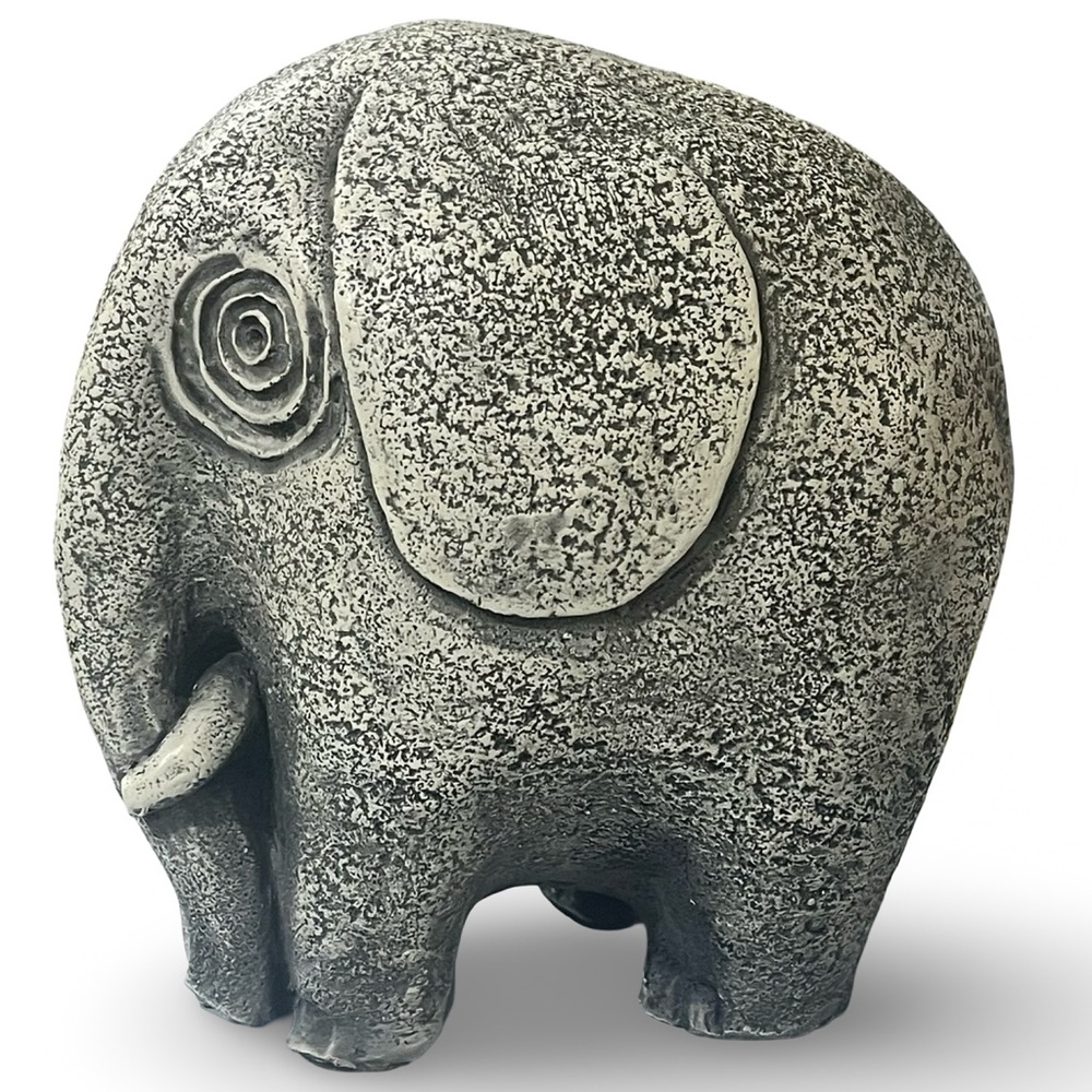 Large Vintage Neutral Stone Resin Elephant and Calf Sculpture 7” - Picture 3 of 9